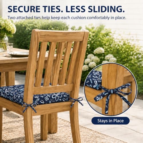 Outdoor Chair Cushions, Set of 4, 24"*24"*4", Water Resistant, Navy/White