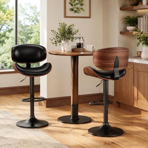 YaFiti Swivel Bar Stools Set of 2, Bar Stools for Kitchen Counter, Black