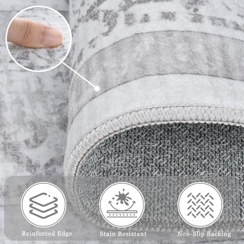 8x10 Washable Area Rugs for Living Room Grey Non-Slip Rug
