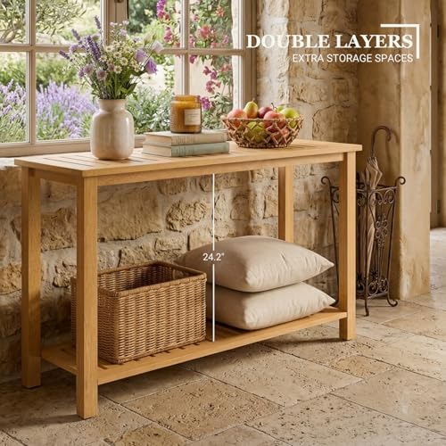 48" Narrow Outdoor Console Table, Sofa Buffet Serving Patio Table