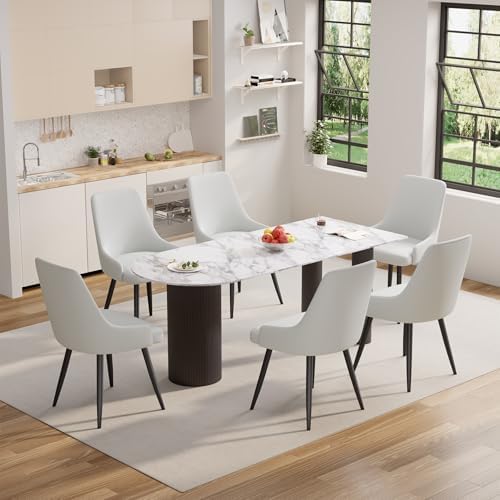 Faux Leather Chairs Set of 2, Waterproof Padded Seat,Ivory