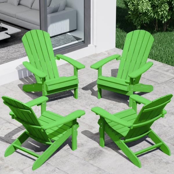 YEFU Adirondack Chairs Set of 4, All-Weather Outdoor Chairs, Lime Green