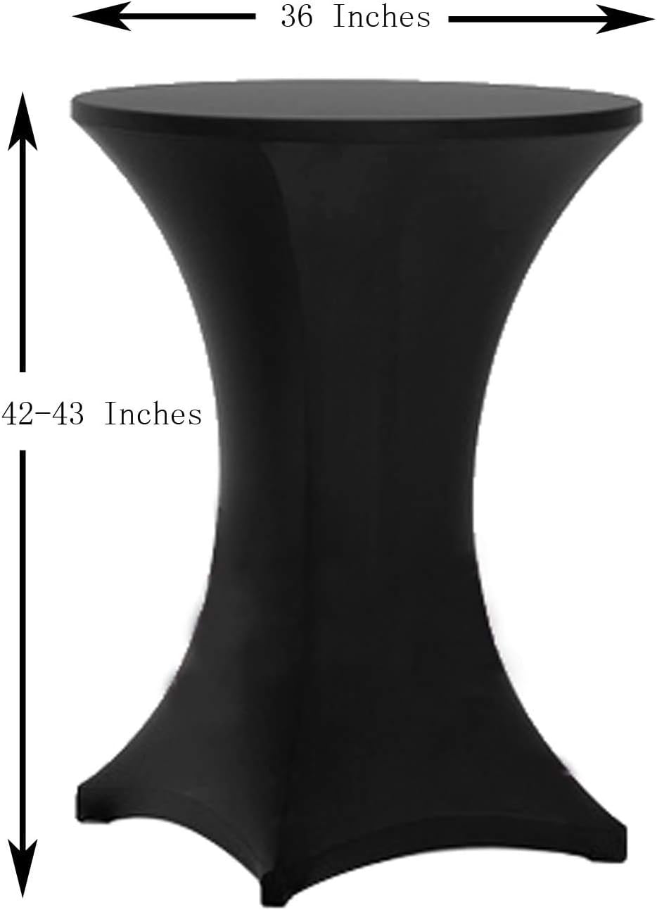 Tina's Cocktail Table Covers Black, High Top Table Cloths 4 Pack 36x43 Inch