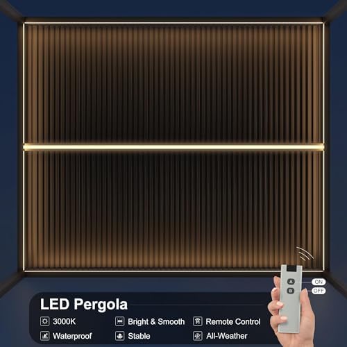 PURPLE LEAF Louvered Pergola 10' x 14' 94AS LED Strip Light Windproof