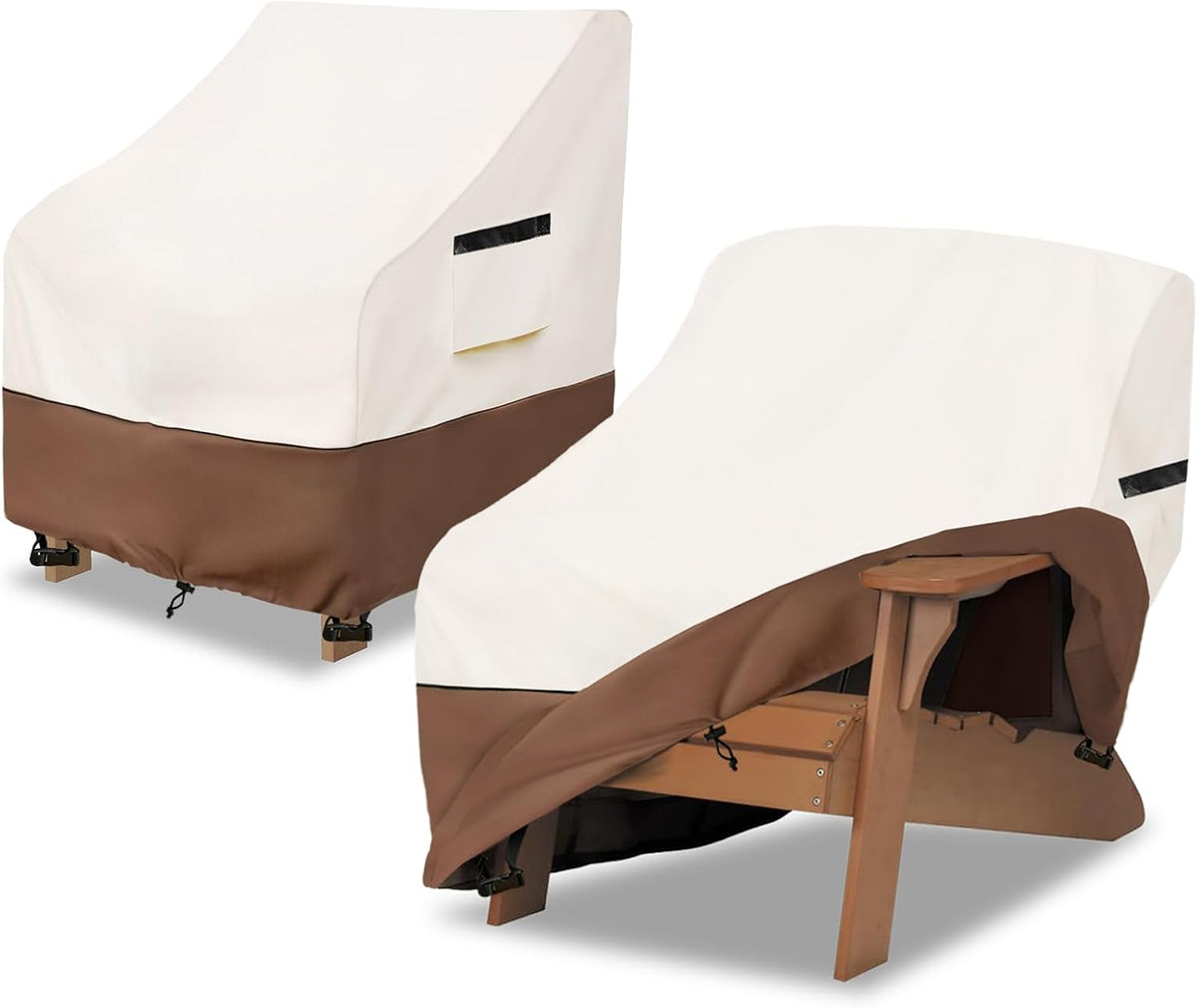 Patio Chair Covers,Waterproof Heavy Duty Patio Furniture Covers for Adirondack Chair 2 Pack (30 W x 34 D x 36 H inches) Beige & Brown