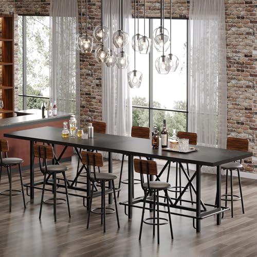 Tribesigns 63-Inch Counter Height Bar Table with Metal Footrest (Black)