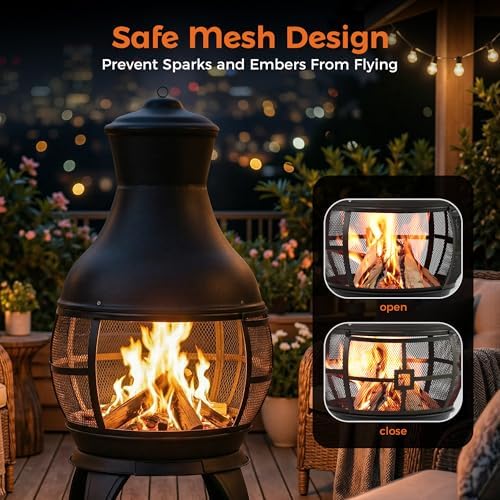 BALI OUTDOORS Chiminea Outdoor Fireplace