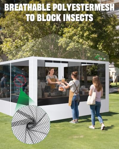 ACEPIC 10x10ft Mesh Sidewalls Kit for Canopy (White, 4PCS Sidewalls Only)