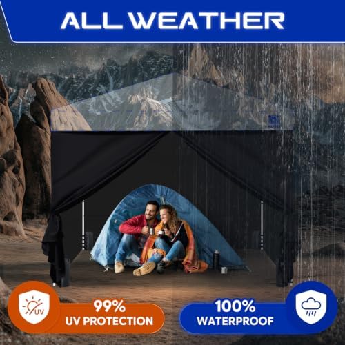 FANPAT 10x10 Canopy Sidewalls & Door for Canopy, Black(4PCS Sidewalls Only)