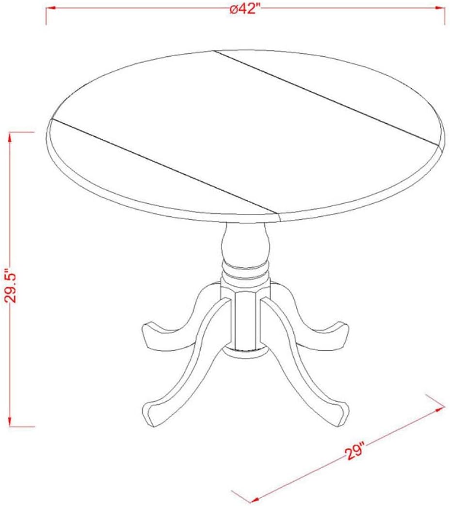 East West Furniture DLML3-MAH-C 3 Piece Dining Set Contains a Round Dining Room Table with Dropleaf and 2 Linen Fabric Upholstered Chairs, 42x42 Inch, Mahogany