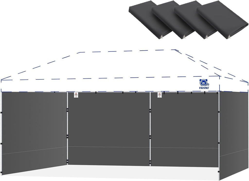 FANPAT 10x20ft Sidewalls for Canopy, Dusk Gray(4Pcs Sidewalls Only)