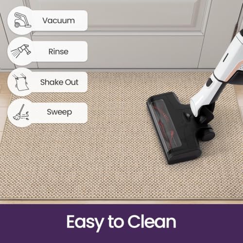 DEXI Thin Door Mat Indoor Entrance 24x36, Non Slip Entryway Mat, Beige