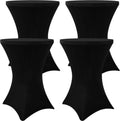 Moosfor Spandex Cocktail Table Covers 4 Pack, Elastic Fitted Stretch Table Cloth, Round High Top Tablecloths for Bar, Party, Pub, Wedding & Banquet (Black, 32x43 Inch)