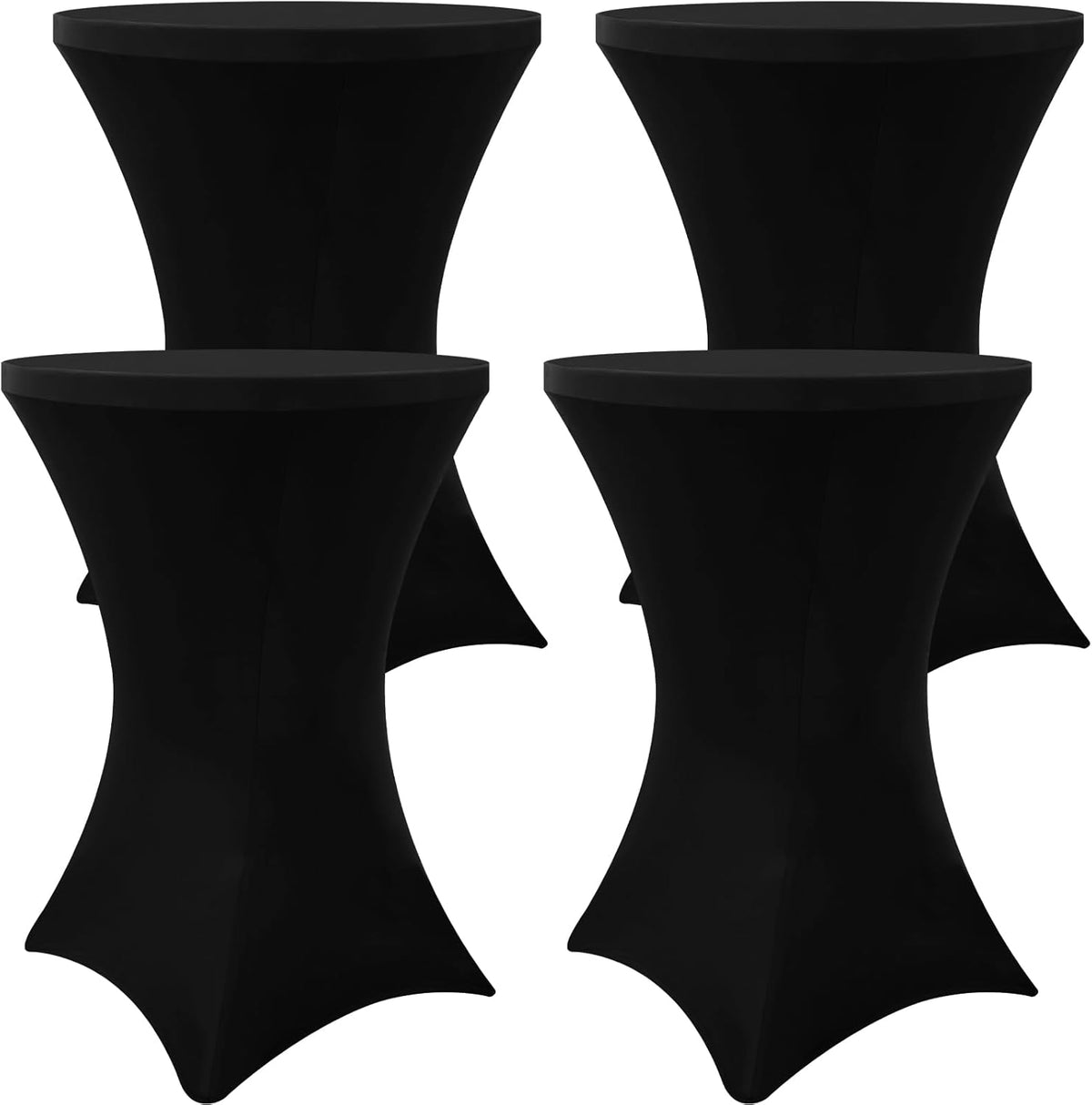 Moosfor Spandex Cocktail Table Covers 4 Pack, Elastic Fitted Stretch Table Cloth, Round High Top Tablecloths for Bar, Party, Pub, Wedding & Banquet (Black, 32x43 Inch)