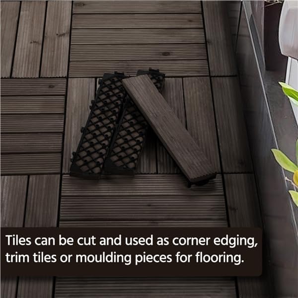 Yaheetech 27PCS Interlocking Deck Tiles Outdoor Patio Floor, Black