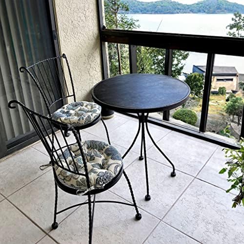 Barnett Home Decor 16" Round Bistro Cushion - Boutique Floral - Indoor/Outdoor: Fade, Weather, Stain Resistant - Latex Foam Fill (Blue - White)