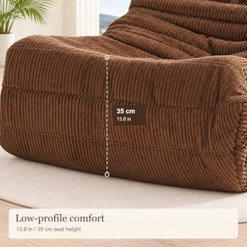 N&V Fireside Chair, Mid Century Armless Floor Sofa, Soft Premium Corduroy Floor Lounge Chair, Foam Sofa for Living Room Bedroom and Office (Future Dusk)