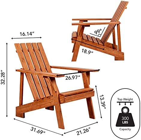 JONATHAN Y Irving 32" Solid Acacia Wood Adirondack Chair, Light Brown