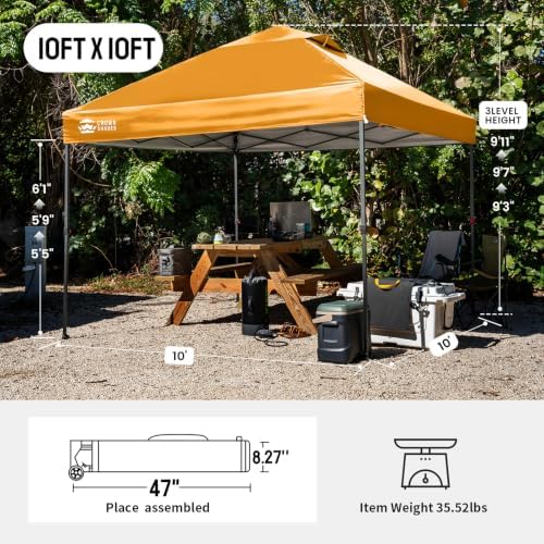 CROWN SHADES 10x10 Pop Up Canopy Tent, Outdoor Canopy, Orange