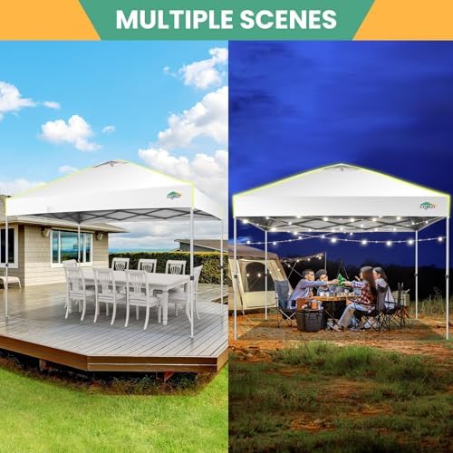 COBIZI 10x10 Pop Up Canopy - One Push Setup Tent, Glow Strips, 4 Sidewalls