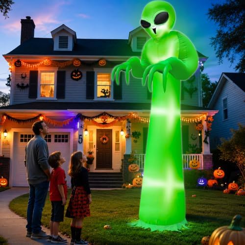 12 FT Scary Halloween Inflatable Alien Built-in LEDs Outdoor Decoration