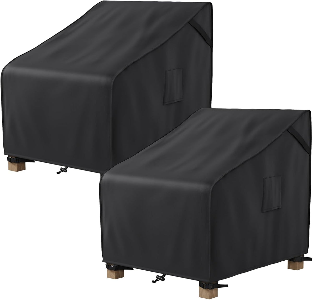 MR. COVER Patio Chair Covers Waterproof, Outdoor Furniture Covers for Rocking Chair, Heavy Duty Anti UV Chair Cover, Fits up to 40"W x 40"D x 35"H, Air Vent and Handles Included,Black, 2 Pack