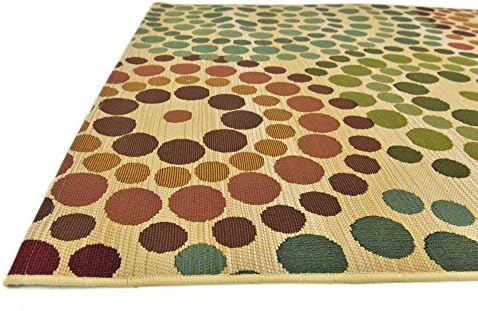 Unique Loom Outdoor Modern Collection Area Rug - Spark (4' 1" x 6' 1" Rectangle, Beige/ Burgundy)