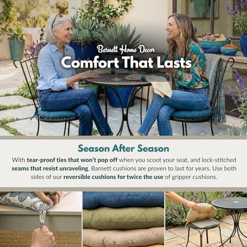 Barnett Home Decor 16" Round Bistro Cushion - Boutique Floral - Indoor/Outdoor: Fade, Weather, Stain Resistant - Latex Foam Fill (Blue - White)