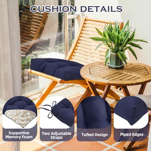 2 Pack Waterproof Outdoor Chair Cushions Thick Tufted, Hawaii