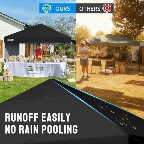 CROWN SHADES 8x8 Pop Up Canopy with 1 Side Wall, Beach Canopy Tent, Black