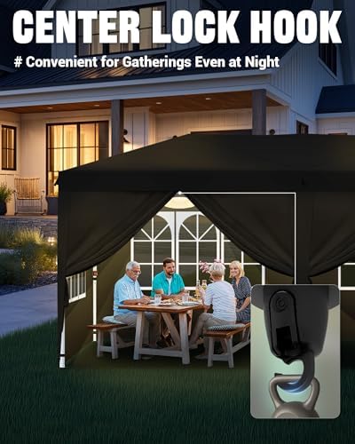 Acepic 10x20 Black, Pop Up Canopy Tent with 6 Removable Sidewalls 10 * 20