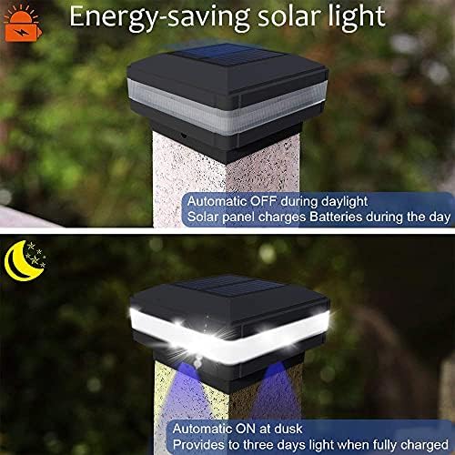 Sumaote 4x4 Solar Post Cap Lights, 160LM 52 LEDs, IP65, Black 4 Pack