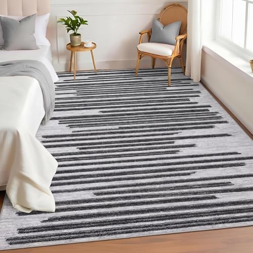 GarveeHome 8x10 Washable Living Room Rug Modern Striped Non Slip Carpet