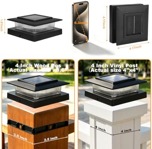 4x4 Solar Post Cap Lights, 13 Lighting Modes RGB Post Solar Lights Outdoor