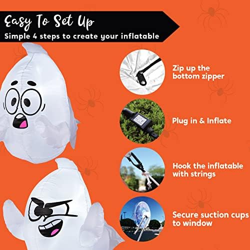Joiedomi 2 Pack Halloween Inflatable Window Ghost with Build-in LED, 2.6 FT Tall Blow Up Inflatable Scary Flying Ghost Broke Out from Window for Halloween Outdoor, Yard, Garden, Lawn Decoration