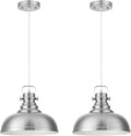 12 Inch Farmhouse Pendant Lights Kitchen Island, 2 Pack, Brushed Nickel