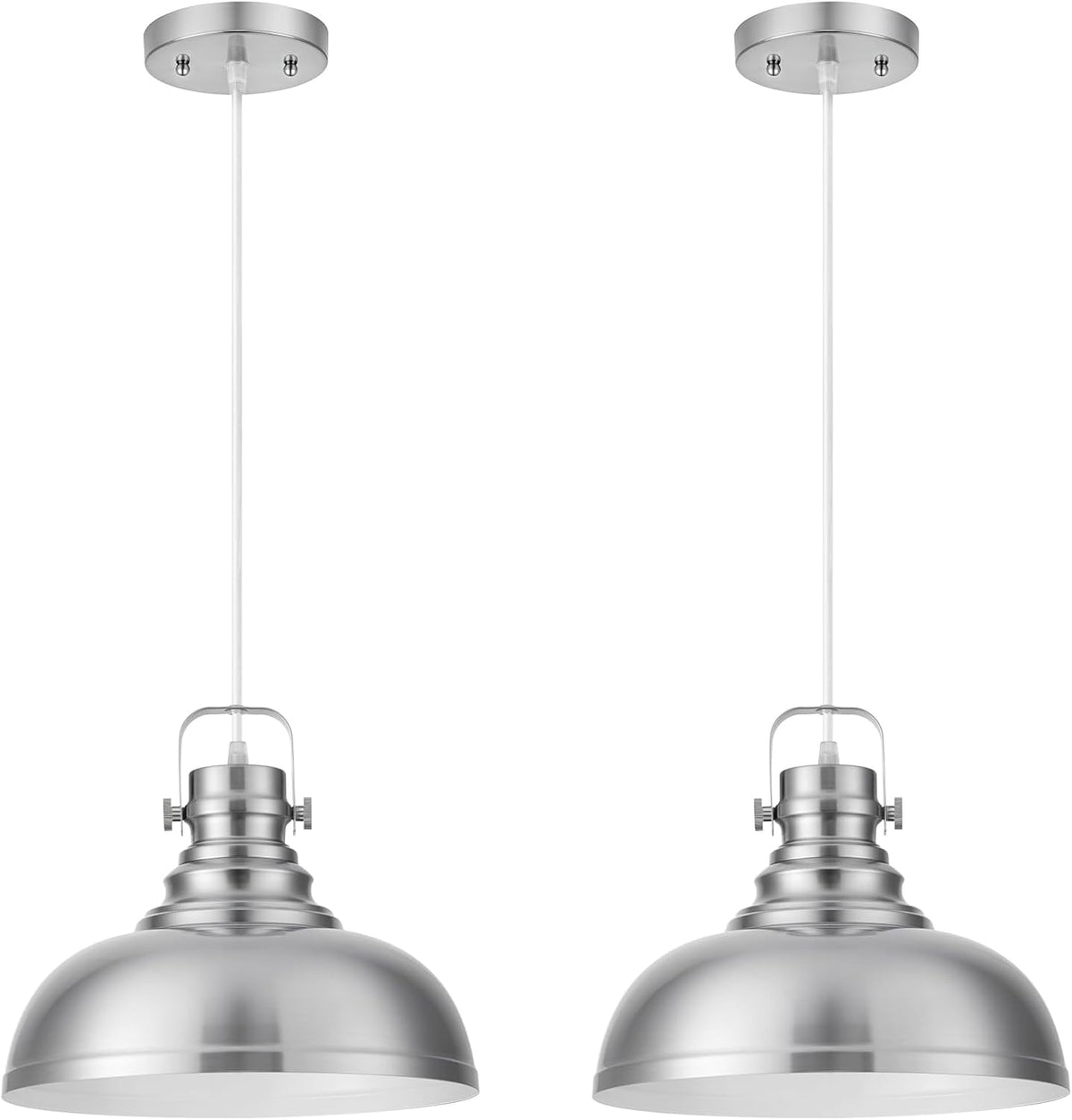 12 Inch Farmhouse Pendant Lights Kitchen Island, 2 Pack, Brushed Nickel