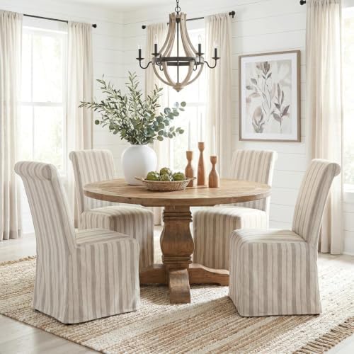 chairus Slipcovered Upholstered Parsons Dining Chairs Set of 2, Stripe