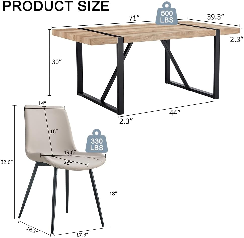 Dining Table Set for 8, 71'' Wood Dining Table and Chairs Set of 8