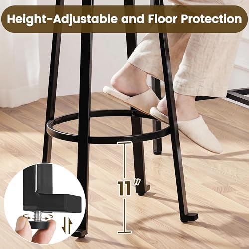 Yaheetech 29.5" Bar Stools Set of 2, Industrial Metal Legs, Rustic Brown