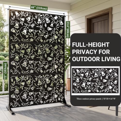 72" Outdoor Privacy Screen, Decorative Metal Privacy Fence Panels