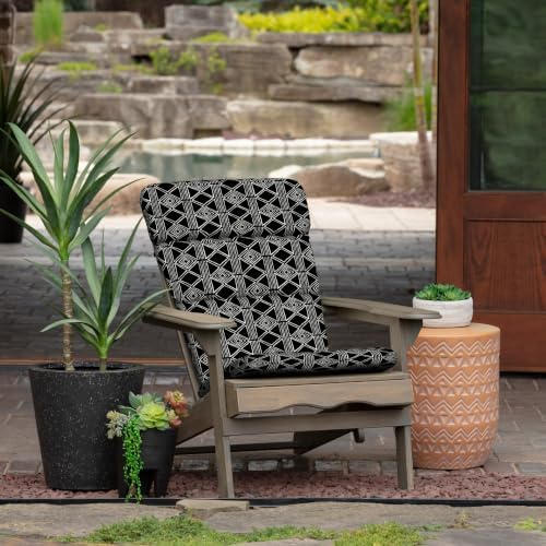 Arden Outdoor Adirondack or Rocking Chair Cushion, 20 x 17, Rain-Proof, Fade Resistant 17 x 20, Black Global Stripe
