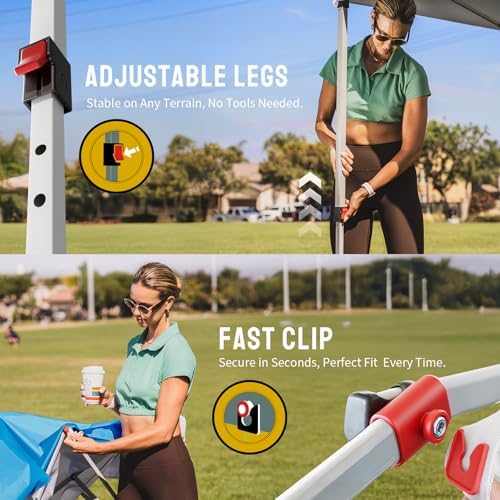 CROWN SHADES 10x10 Pop Up Canopy Tent with One Push Setup, Sky Blue