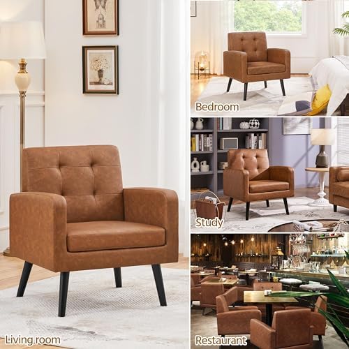 Yaheetech Mid Century Accent Chair Living Room Chair Retro Brown