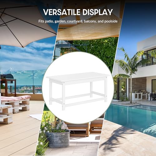 WestinTrends Malibu Outdoor Poly Lumber Coffee Table, 35.25" x 17.5", White