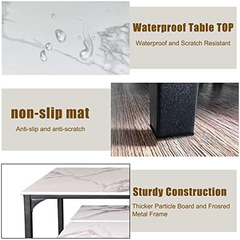 T-VALY 5-Piece Bar Table Set with 4 Stools, Black&White