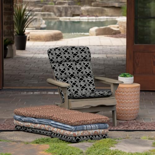 Arden Outdoor Adirondack or Rocking Chair Cushion, 20 x 17, Rain-Proof, Fade Resistant 17 x 20, Black Global Stripe