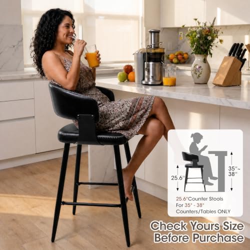 Bar Stools Set of 2, 26" Modern Counter Height Island Stools