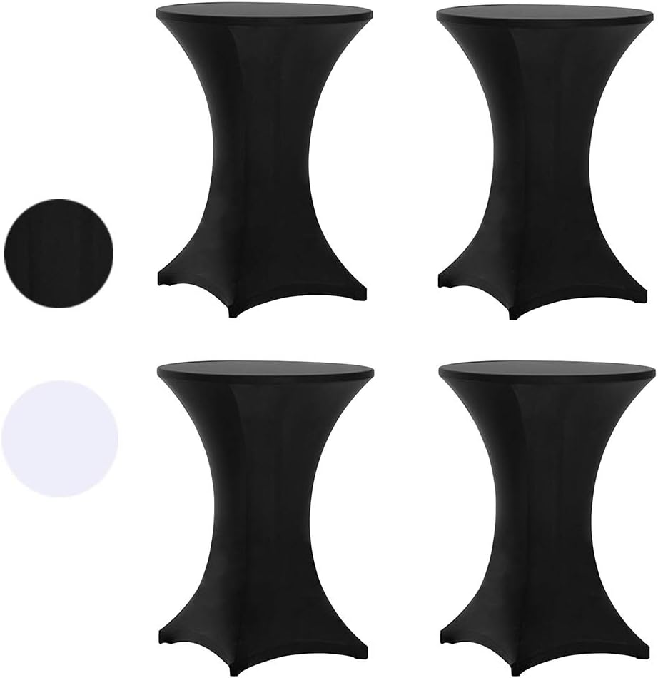 Tina's Cocktail Table Covers Black, High Top Table Cloths 4 Pack 36x43 Inch