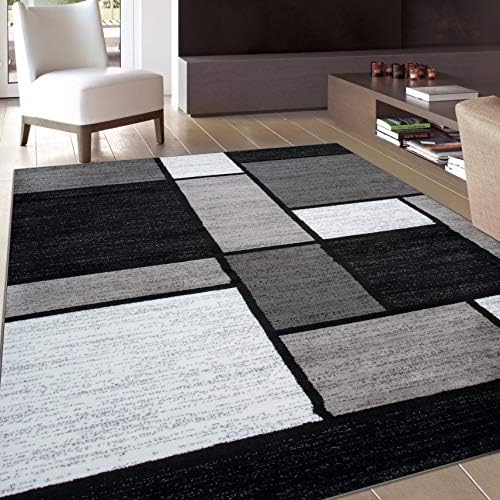 Rugshop Modern Boxes Contemporary Non-Shedding Area Rug Gray 7'10" x 10'2"